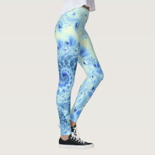 Legging Leggens Fractais De Grelha Azul