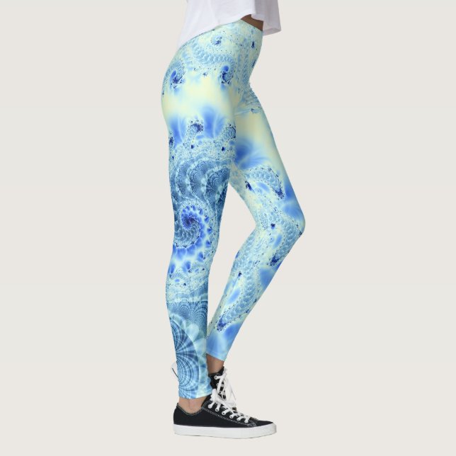 Legging Leggens Fractais De Grelha Azul (Direita)