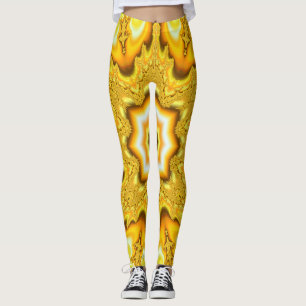Legging Leggens Fractais Douradas em Estrelas