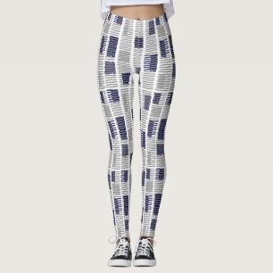 Legging Leggens Geométricas Brancas de Cinzas Azuis