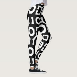 Legging Leggens Geométricas Brancas Pretas