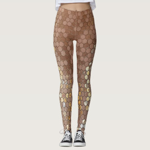 Legging Leggens geométricas Douradas rosa