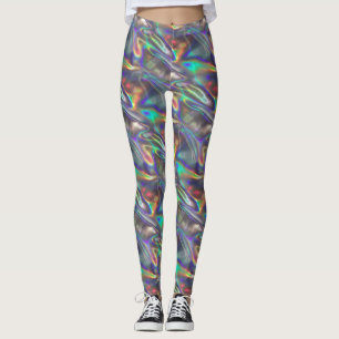 Legging leggens holográficas de prata