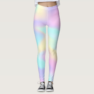 Legging Leggens Holográficas do Arco-Íris Pastel