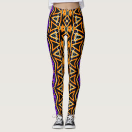 Legging Leggens Laranja Tribais Roxais do Halloween