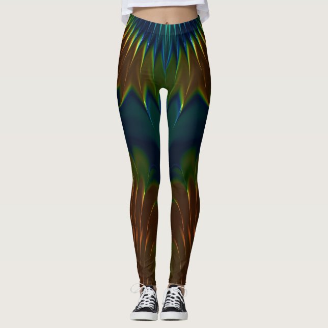 Legging Leggens ~ Laranja, Verde e Azul (Frente)