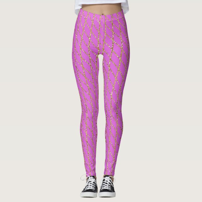 Legging Leggens luminosas Douradas e cor-de-rosa (Frente)