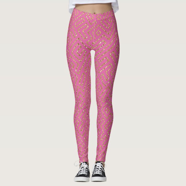 Legging Leggens luminosas Douradas e cor-de-rosa (Frente)
