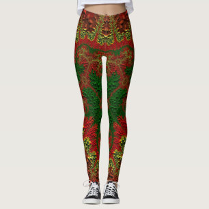 Legging Leggens ~ Natal Vermelho Dourado e Verde