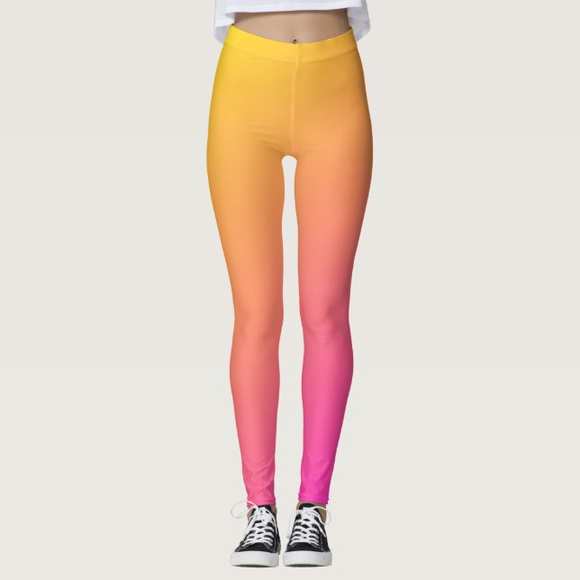 Legging Leggens ombre, de gradiente rosa e amarelo (Frente)