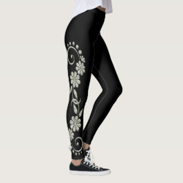 Legging Leggens Ornamentais Brancas e Negras