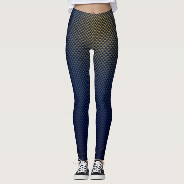 Legging Leggens padrão de fibra de carbono preto amarelo a (Frente)