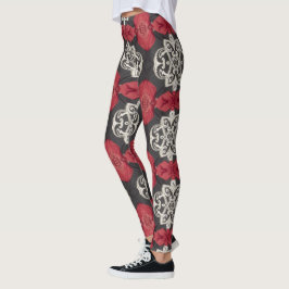 Legging Leggens pretas, brancas e vermelhas