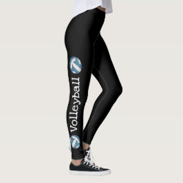 Legging leggens pretas de voleibol azul de texto vertical
