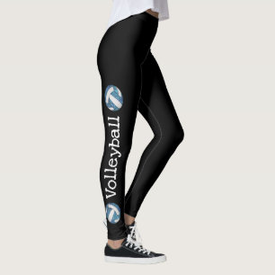Legging leggens pretas de voleibol azul de texto vertical