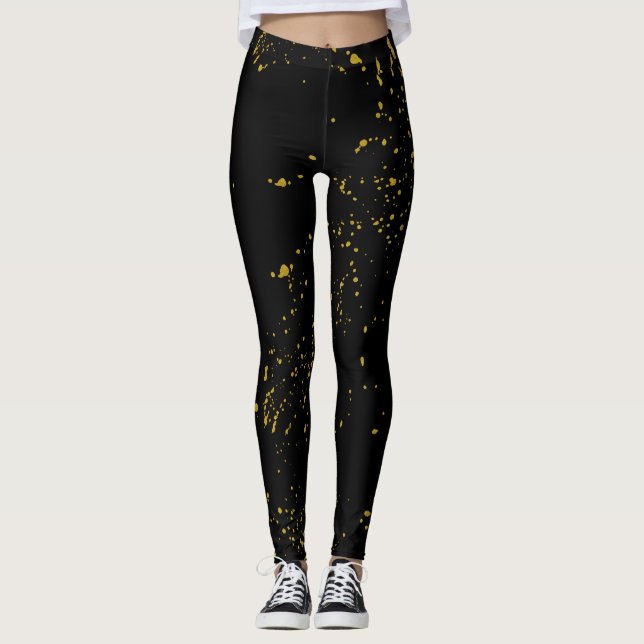 Legging Leggens pretas e Douradas (Frente)