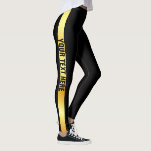 Legging Leggens Pretas E Douradas Adicionar Nome Modelo de