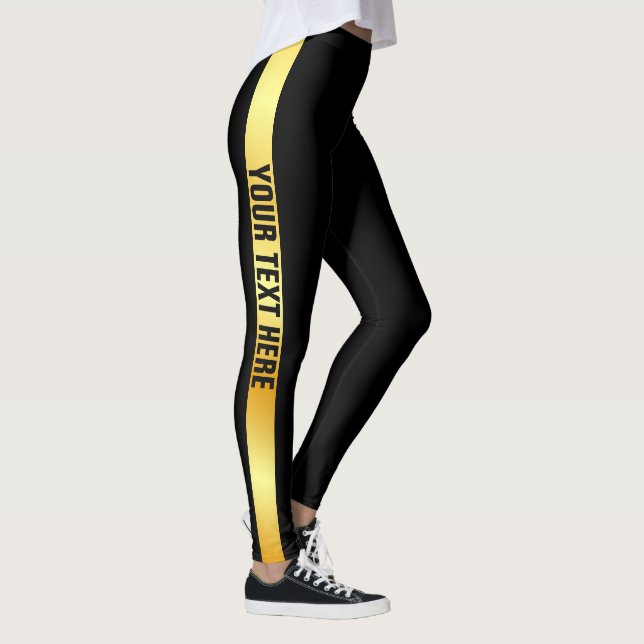 Legging Leggens Pretas E Douradas Adicionar Nome Modelo de (Direita)