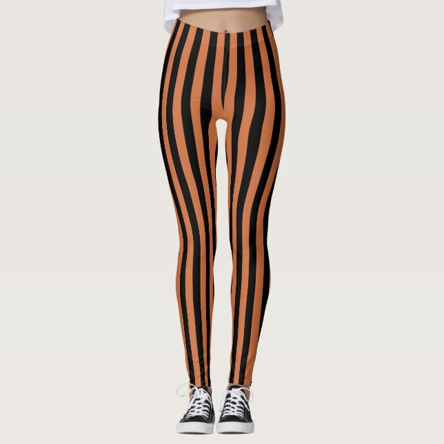 Legging Leggens Pretas e Laranja (Frente)