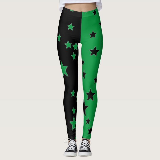Legging Leggens Pretas E Verdes (Frente)