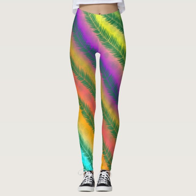 Legging Leggens riscadas coloridas inclinadas (Frente)
