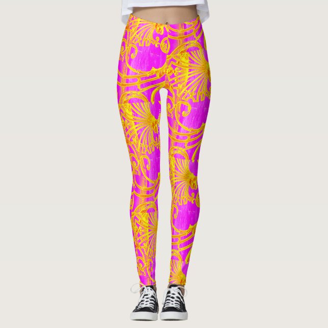 Legging Leggens rosa e amarelas (Frente)