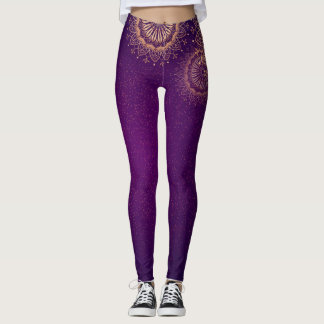 Legging Leggens roxas de ouro mandala
