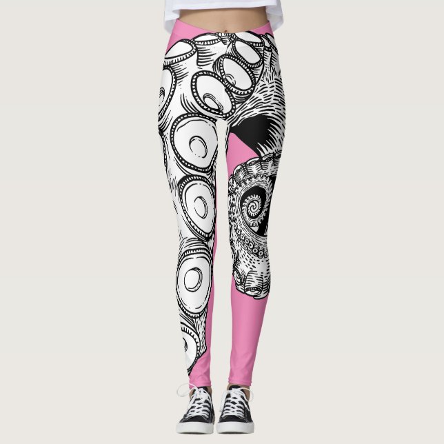 Legging Leggens Tentáculos De Octopus Rosa (Frente)