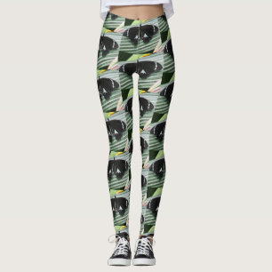 Legging Leggens Tropicais da Borboleta Preta e Branca