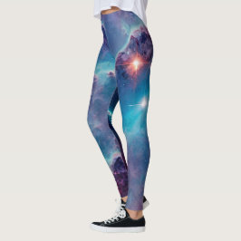 Legging Leggens Universas da Nebulosa Cósmica Azul