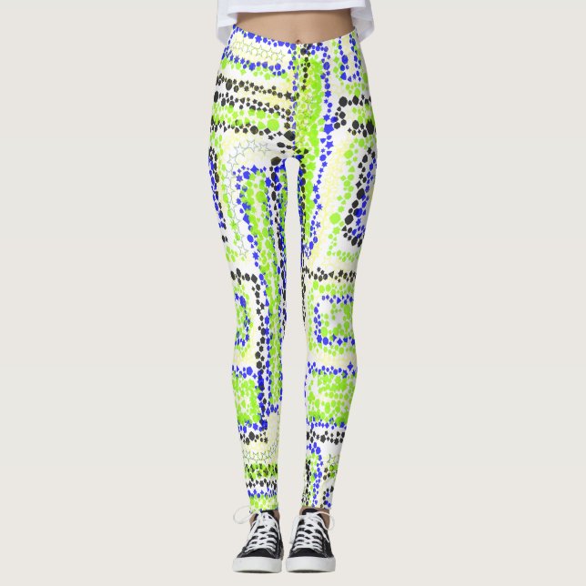 Legging Leggens verdes, amarelas e pretas, geométricas (Frente)