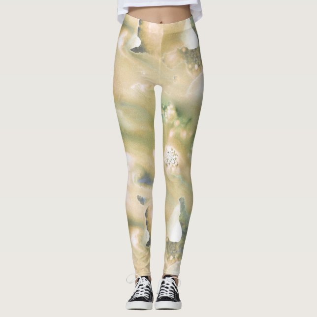 Legging Leggens verdes em aquarela (Frente)
