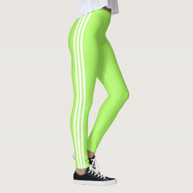 Legging Leggens Verdes Neon Stripe Lateral Cores Personali (Direita)