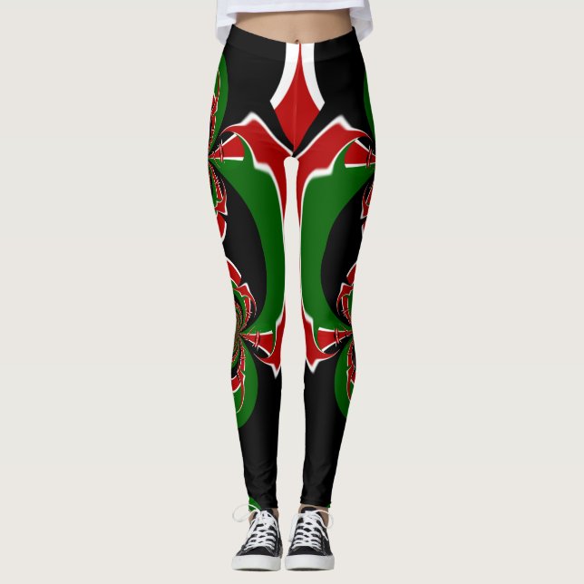Legging Leggens Vermelhas, Brancas E Verdes (Frente)