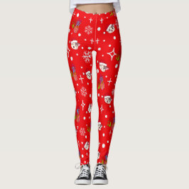 Legging Leggens vermelhos Gatinhos de Natal bonitos