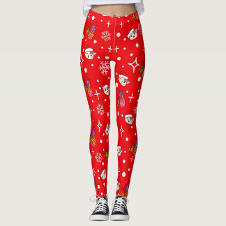 Legging Leggens vermelhos Gatinhos de Natal bonitos