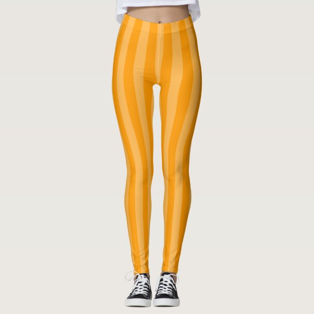 Legging Leggens Verticais Laranja Brilhantes (Frente)
