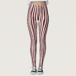 Legging Leggens verticais listradas em marrom e branco