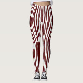 Legging Leggens verticais listradas em marrom e branco