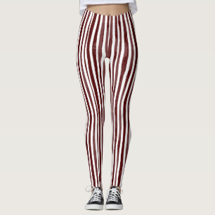 Legging Leggens verticais listradas em marrom e branco