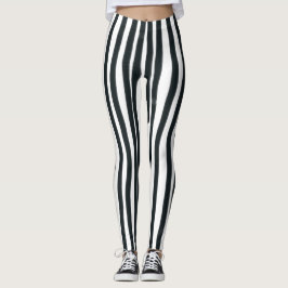 Legging Leggens Verticais Pretas e Brancas