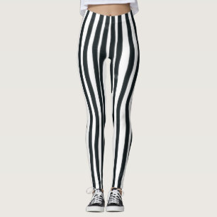 Legging Leggens Verticais Pretas e Brancas