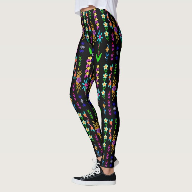 Legging Leggens Whimsical Boêmian de Energia Flor (Esquerda)