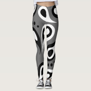 Legging Leggi Alternativos Grunge Preto Branco Paisley Ret