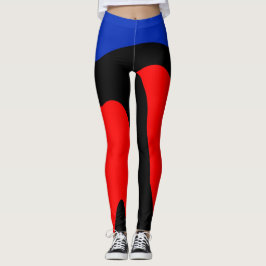 Legging Leggin de Arte Digital Azul, Vermelho e Preto