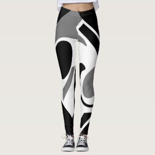 Legging Leggin de cinzas, White e Black Digital Art