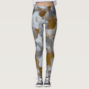 Legging Leggings-Arte feita à mão-prata e ouro 