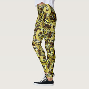 Legging Leggings-chave das mulheres na Grécia Dourada