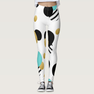 Legging Leggings: Círculos Dourados e azuis claros
