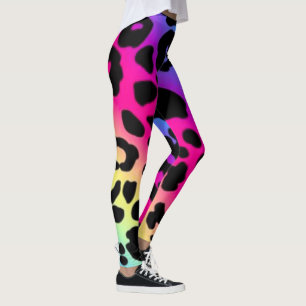 Legging Leggings/Impressão Leopardo Colorido do Arco-Íri